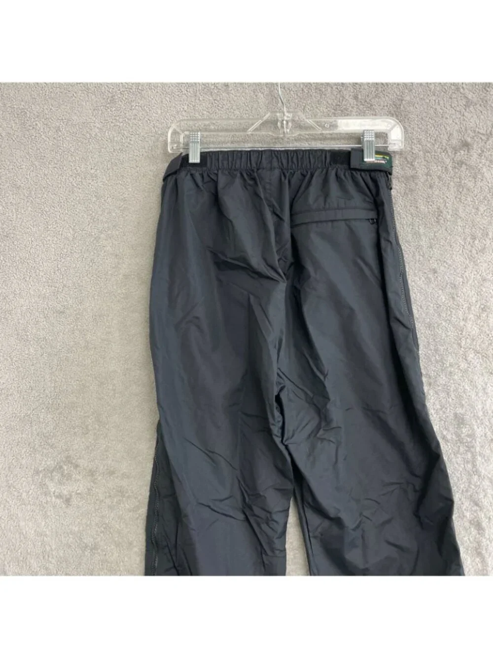 Vtg L.L. Bean Women's M Black Nylon Track Pants Zippered Sides P0255